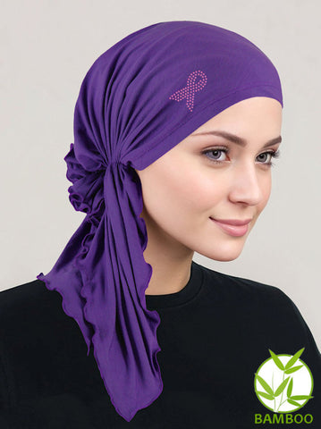 BELLA-BB-807PR#The Bella Scarf Bamboo Purple Pink Ribbon