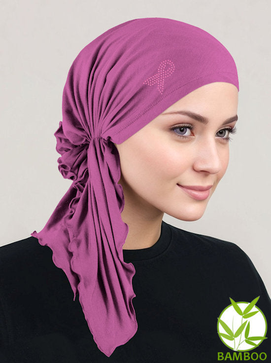 BELLA-BB-787PR#The Bella Scarf Bamboo Rose Pink Pink Ribbon