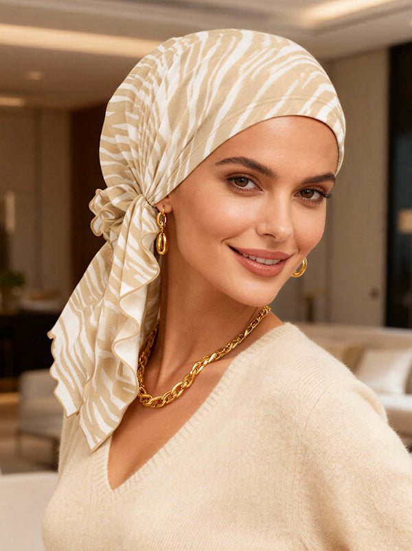 BELLA-845#The Bella Scarf Beige Watercolor Stripe *Clearance/Final Sale*