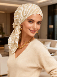 BELLA-845#The Bella Scarf Beige Watercolor Stripe *Clearance/Final Sale*