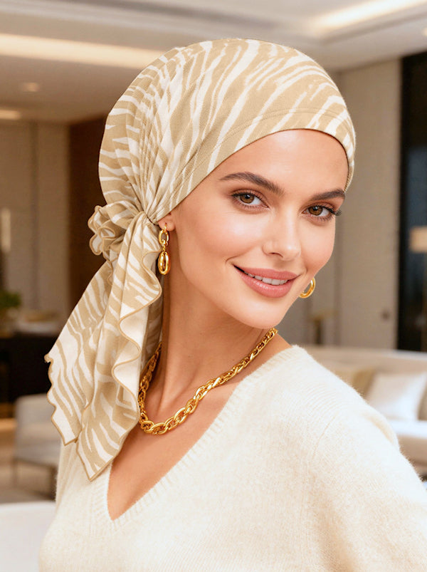 BELLA-845#The Bella Scarf Beige Watercolor Stripe