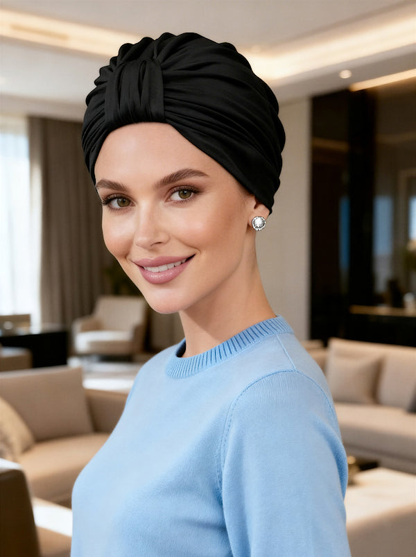 TURBANBS-BLACK#Classic Buttery Soft Turban Black
