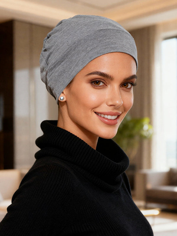 CE-CHEMOCAP-HEATHERGRAY#Chemo Cap Buttery Soft in Heather Gray