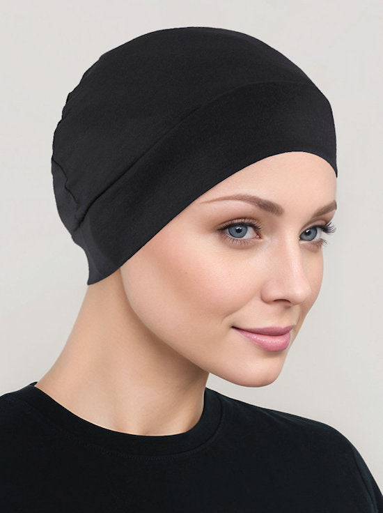 CE-CHEMOCAP-BLACK#Chemo Cap Buttery Soft in Black