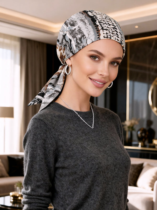 CFS-1148#Chemo Fashion Scarf Cape Cod Gray