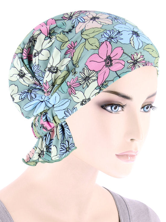 ABBEY-730#The Abbey Cap in Sage Pink Floral