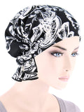 ABBEY-737#The Abbey Cap in Black and White Tropical Floral