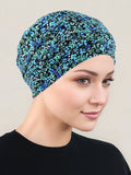 CKC-119#Chemo Cloche Cap in Green Blue Floral