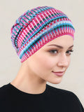 CKC-125PR#Cloche Cap Hot Pink Tie Dye Stripe Pink Ribbon
