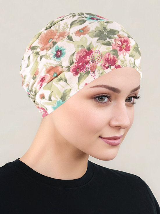 CKC-131PR#Cloche Cap Dainty Spring Floral Pink Ribbon