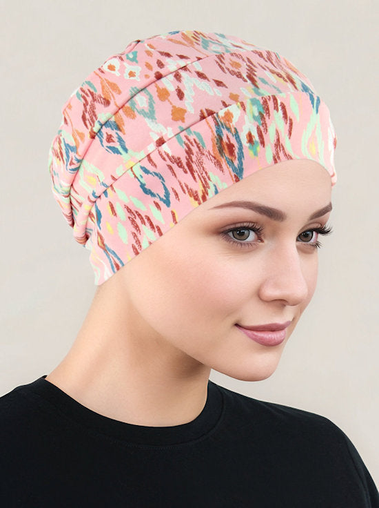 CKC-152#Chemo Cloche Cap in Pink Tribal