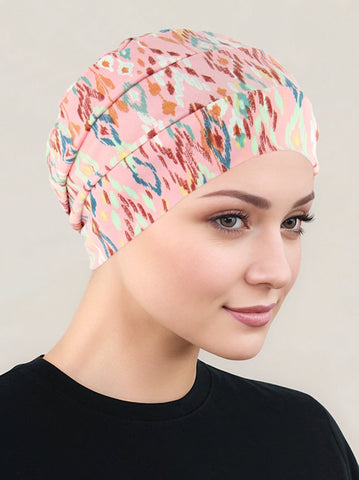 CKC-152#Chemo Cloche Cap in Pink Tribal