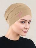 CKC-BEIGEPR#Cloche Cap Beige Pink Ribbon