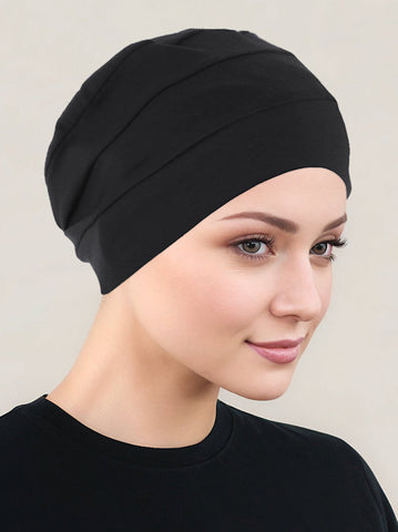 CKC-BLACK#Chemo Cloche Cap in Black