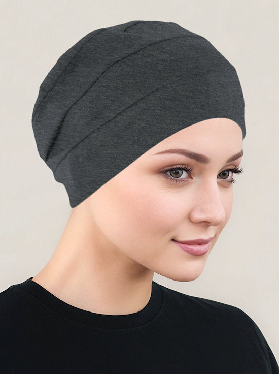 CKC-CHARCOAL#Chemo Cloche Cap in Charcoal Gray