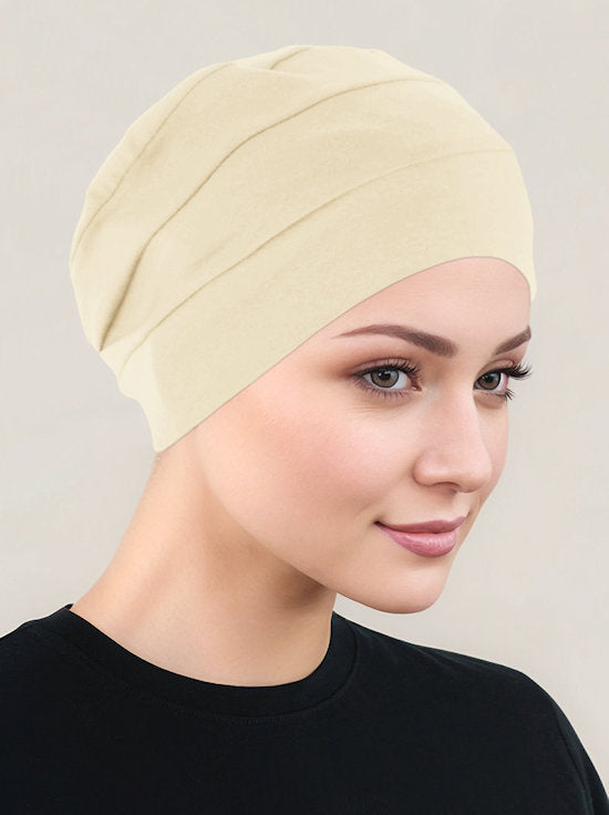 CKC-IVORY#Chemo Cloche Cap in Ivory
