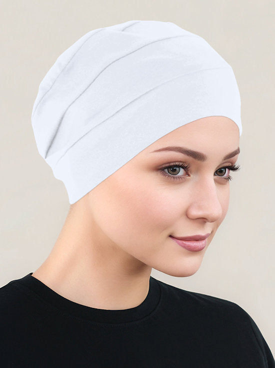 CKC-WHITE#Chemo Cloche Cap in White