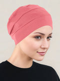 CKC-CORAL#Chemo Cloche Cap in Coral Pink