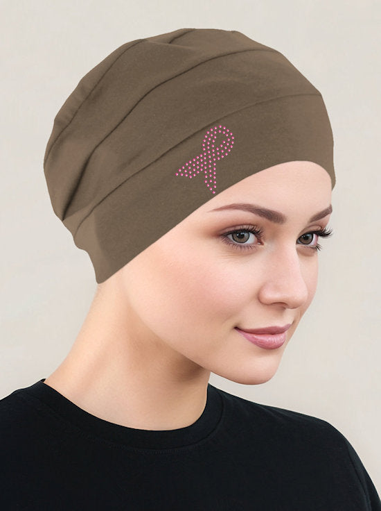 CKC-MOCHAPR#Cloche Cap Mocha Pink Ribbon