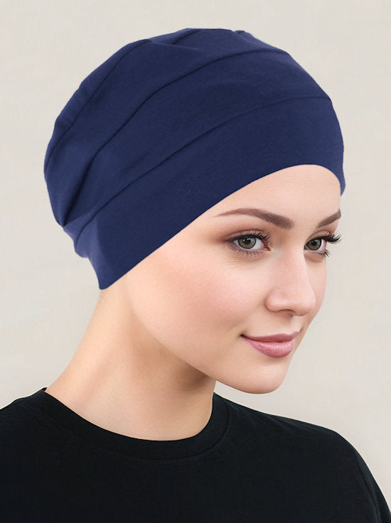 CKC-NAVY#Chemo Cloche Cap in Navy Blue