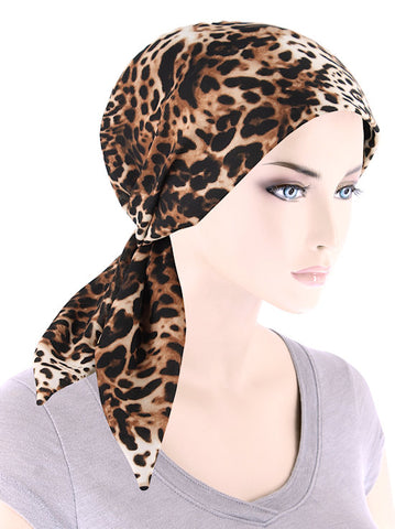 CFS-1165#Chemo Fashion Scarf Leopard Brown