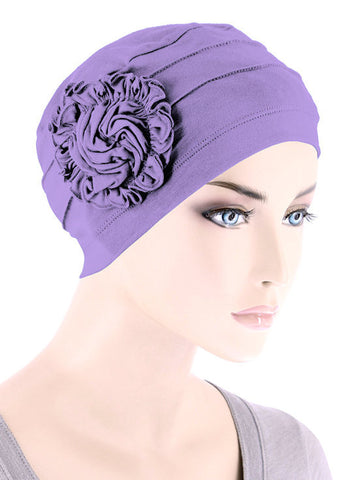 H149BB-LILAC#Bamboo Pleated Sunflower Cap Lilac