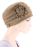 H158-BEIGE#Pleated Winter Hat Fleece Lined Beige