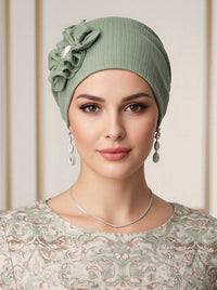 JOSIE-RIBBEDSAGEGREEN#Josie Turban Ribbed Sage Green *Clearance/Final Sale*