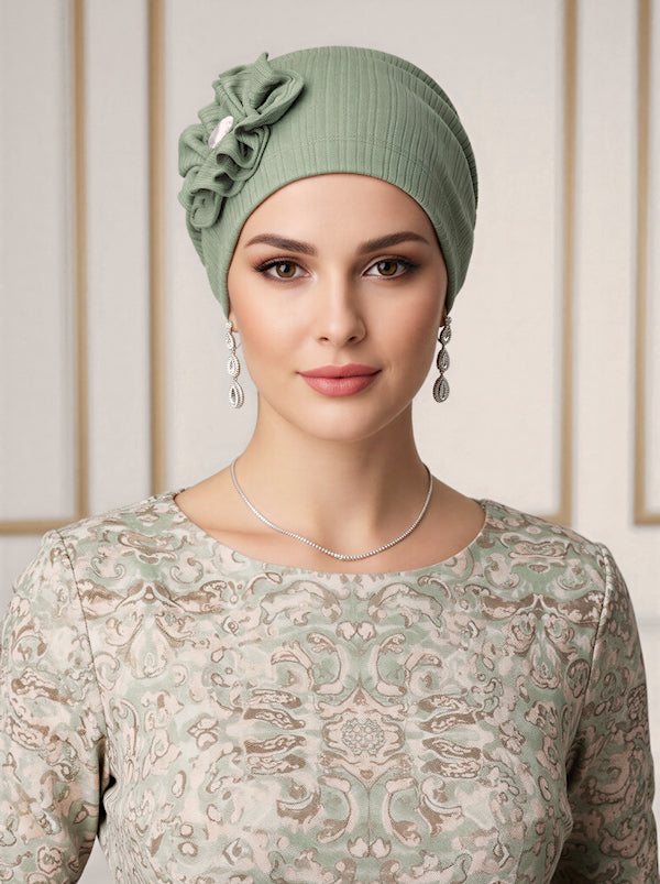 JOSIE-RIBBEDSAGEGREEN#Josie Turban Ribbed Sage Green *Clearance/Final Sale*