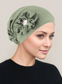 JOSIE-RIBBEDSAGEGREEN#Josie Turban Ribbed Sage Green *Clearance/Final Sale*