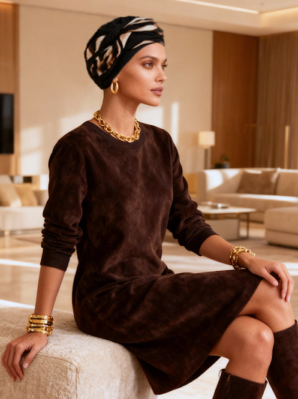 TWIST2-304#Twisty Turban in Buttery Soft Black Brown Tiger Stripe