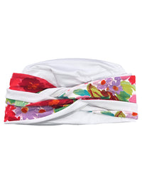 TWIST2-313#Twisty Turban in Buttery Soft White Red Pink Floral