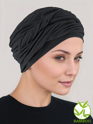 TWISTBB-BLACK#Bamboo Twisty Turban in Black Onyx