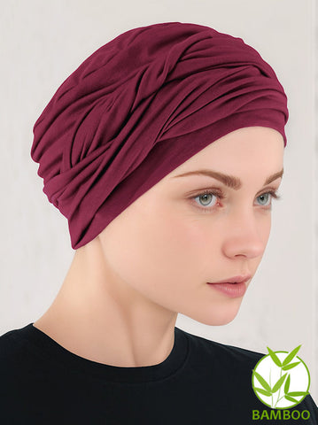 TWISTBB-BURGUNDY#Bamboo Twisty Turban in Burgundy