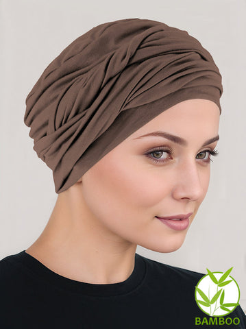 TWISTBB-BROWN#Bamboo Twisty Turban in Brown Cedar