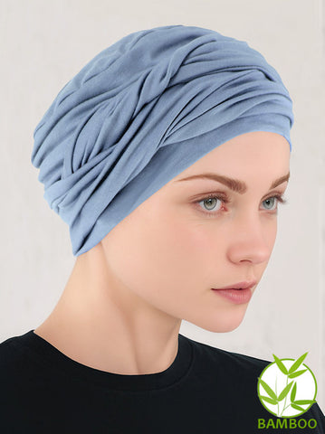 TWISTBB-DUSTYBLUE#Bamboo Twisty Turban in Dusty Blue