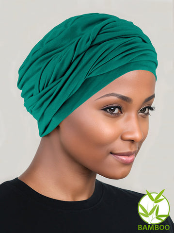 TWISTBB-GREEN#Bamboo Twisty Turban in Emerald Green