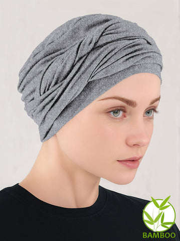 TWISTBB-HEATHERGRAY#Bamboo Twisty Turban in Heather Gray