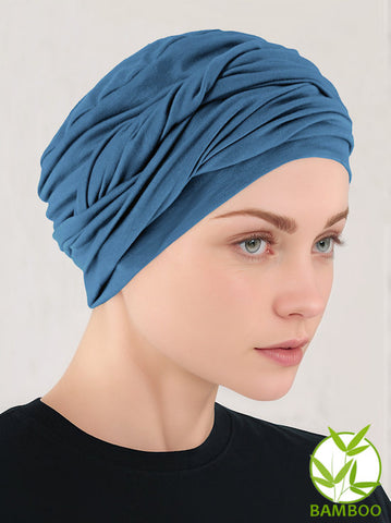 TWISTBB-INDIGO#Bamboo Twisty Turban in Indigo Blue