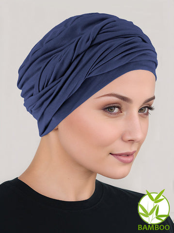 TWISTBB-NAVY#Bamboo Twisty Turban in Navy Blue