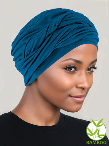 TWISTBB-TEAL#Bamboo Twisty Turban in Teal Blue