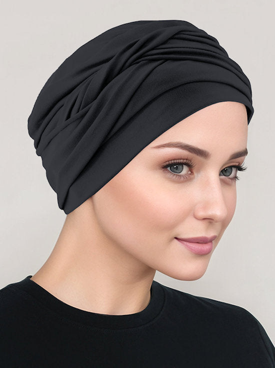 TWIST-BLACK#Twisty Turban in Buttery Soft Black