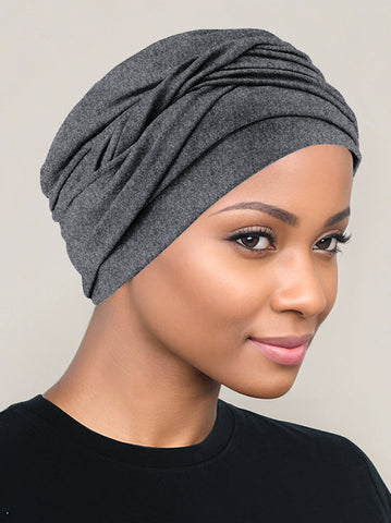 TWIST-CHARCOAL#Twisty Turban in Buttery Soft Charcoal Gray