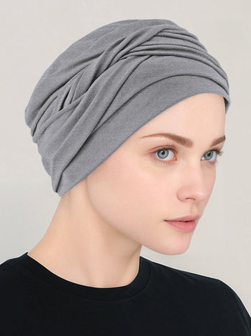 TWIST-HEATHERGRAY#Twisty Turban in Buttery Soft Heather Gray