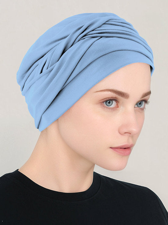 TWIST-LTBLUE#Twisty Turban in Buttery Soft Light Blue