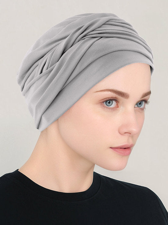 TWIST-SILVERGRAY#Twisty Turban in Buttery Soft Silver Gray