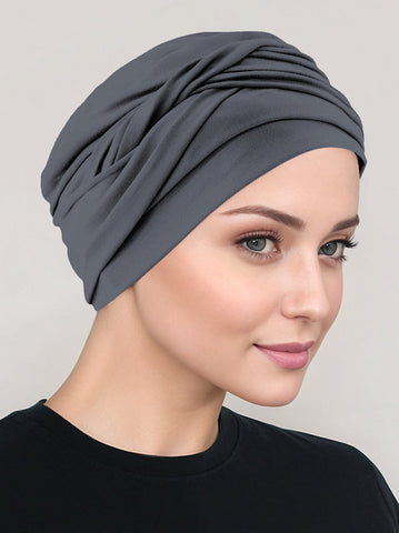 TWIST-SLATE#Twisty Turban in Buttery Soft Slate Gray