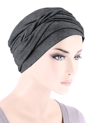 TWIST-CHARCOAL#Twisty Turban in Buttery Soft Charcoal Gray