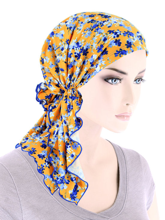 BELLA-897#The Bella Scarf Blue Amber Floral