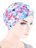 CKC-157#Chemo Cloche Cap in Pink Blue Floral